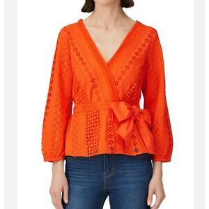J. Crew resort Orange Eyelet Wrap Top SZ 12​